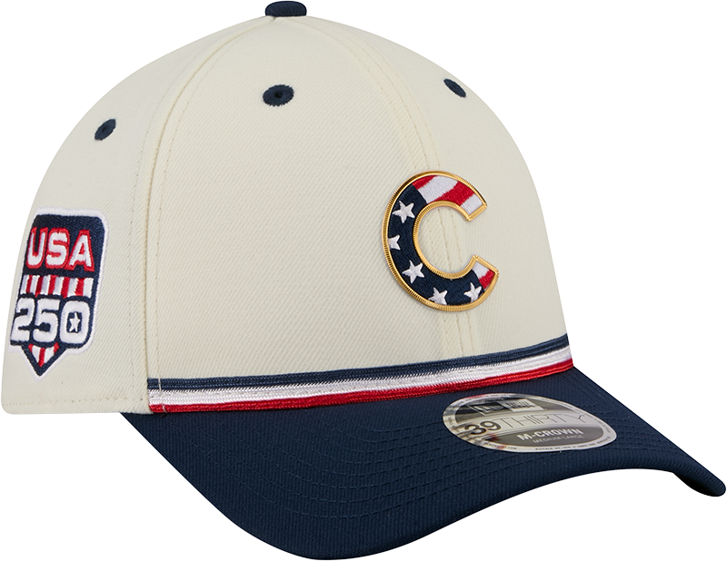 Chicago Cubs New Era 250th Independence Day 39Thirty M-Crown Flex Fit Hat product image 1, provided for visual reference and