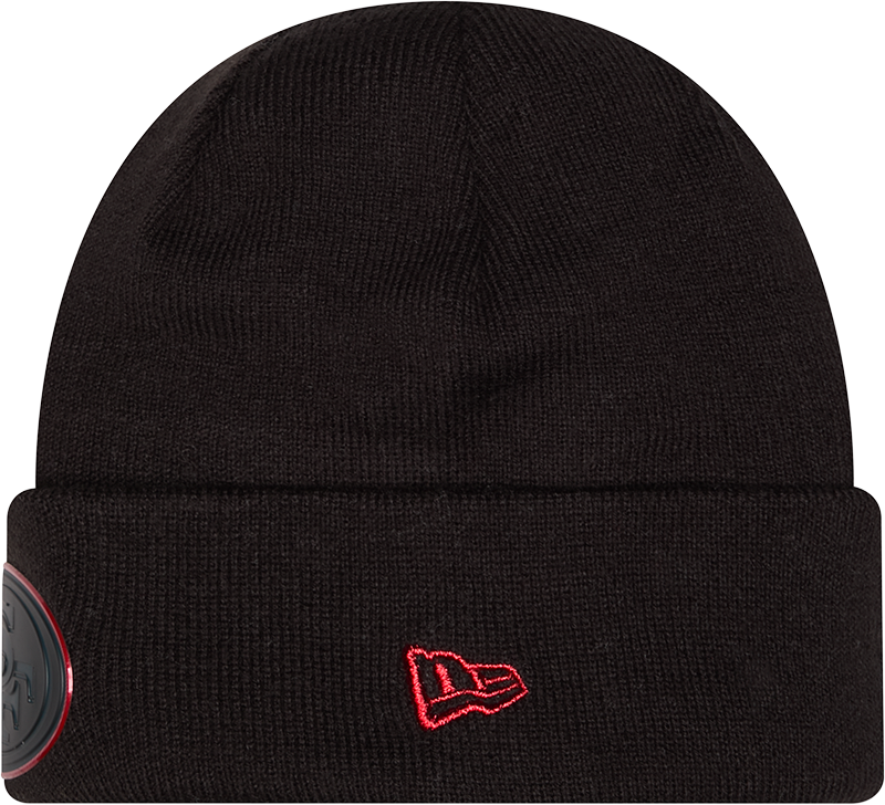 San Francisco 49ers Chrome 2026 Sideline Black New Era Knit Cuffed Knit product image 2, provided for visual reference and
