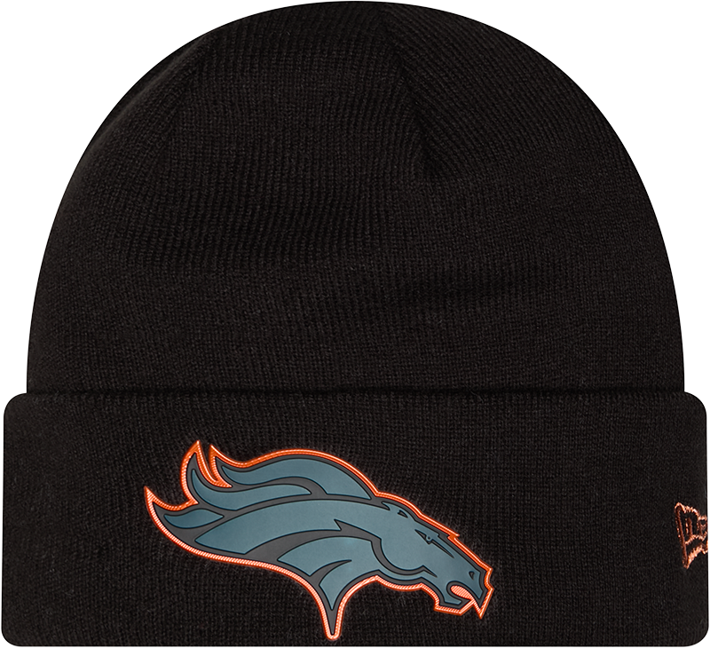 Denver Broncos Chrome 2026 Sideline Black New Era Knit Cuffed Knit product image 1, provided for visual reference and