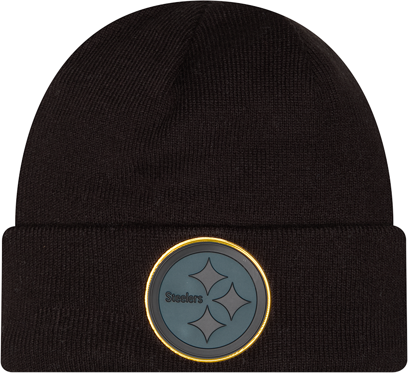 Pittsburgh Steelers Chrome 2026 Sideline Black New Era Knit Cuffed Knit product image 1, provided for visual reference and