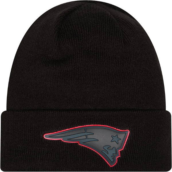 New England Patriots Chrome 2026 Sideline Black New Era Knit Cuffed Knit product image 1, provided for visual reference and