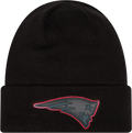 New England Patriots Chrome 2026 Sideline Black New Era Knit Cuffed Knit product image 1, provided for visual reference and