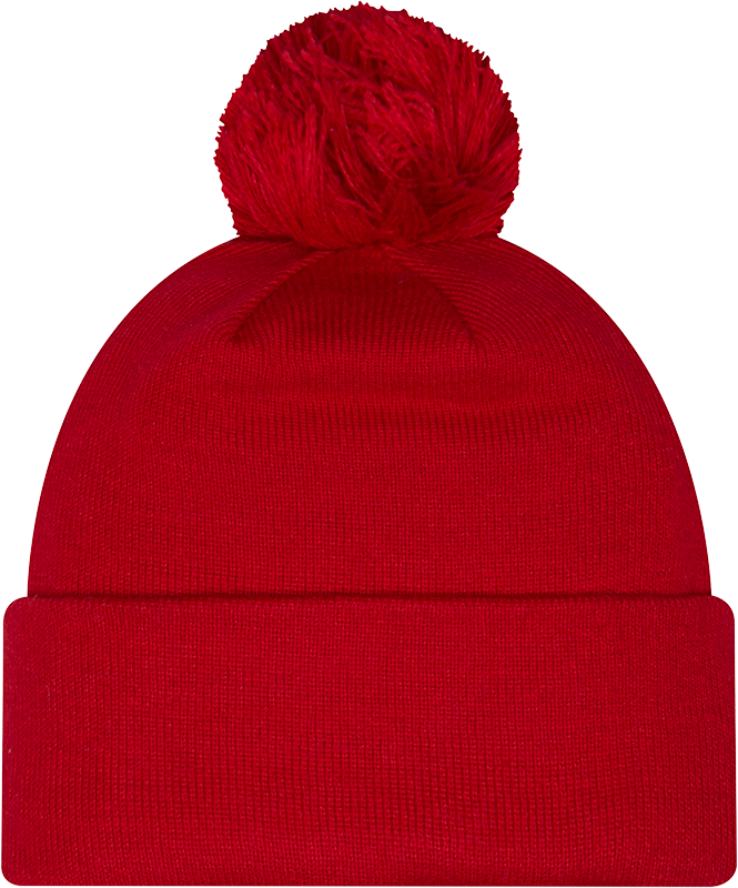 Ohio State Buckeyes New Era Patched Cuffed Knit Hat with Pom product image 2, provided for visual reference and product