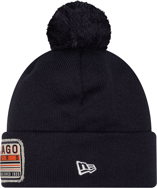 Chicago Bears Mens's Patched Logo Navy Pom Knit product image 2, provided for visual reference and product detail review