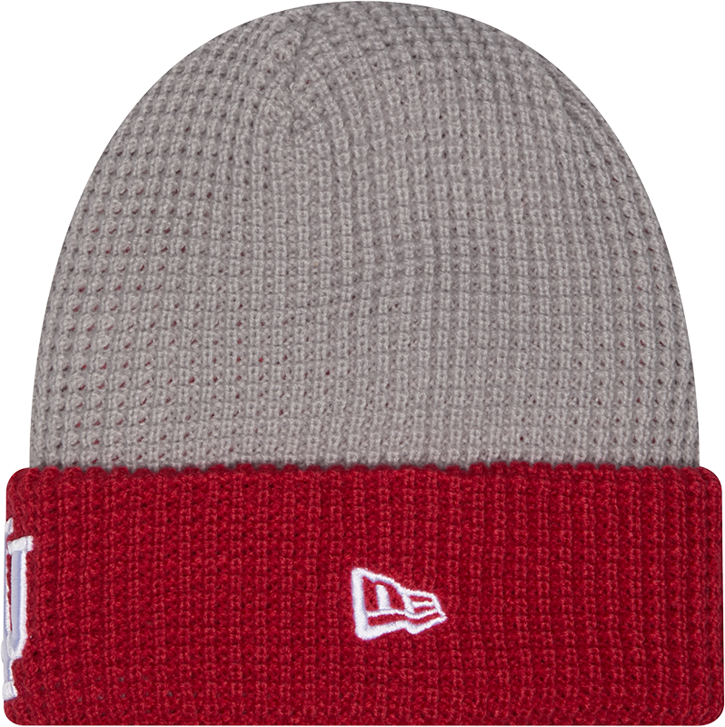 Indiana Hoosiers Red/Grey Waffle Cuffed Knit Hat product image 2, provided for visual reference and product detail review