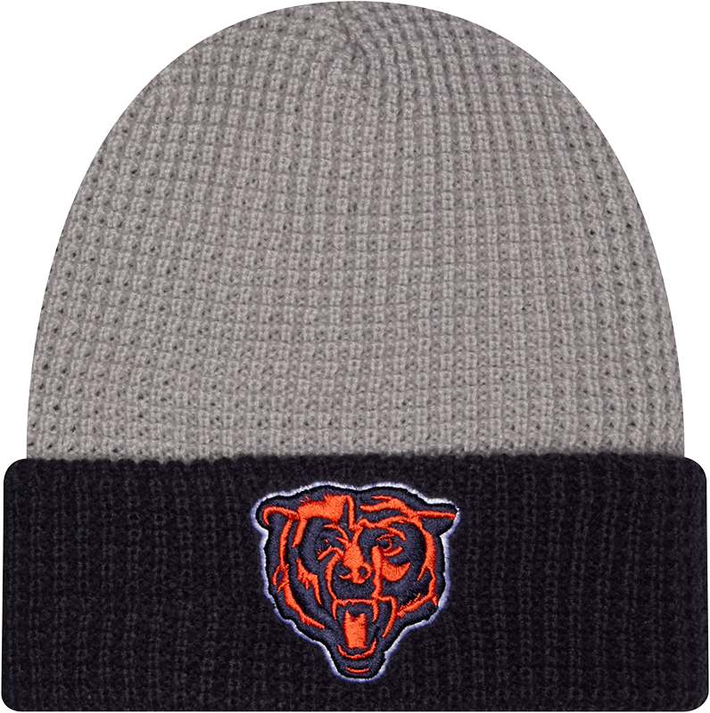 Chicago Bears Waffle Grey/Navy New Era Knit Classic Cuffed Knit product image 1, provided for visual reference and product