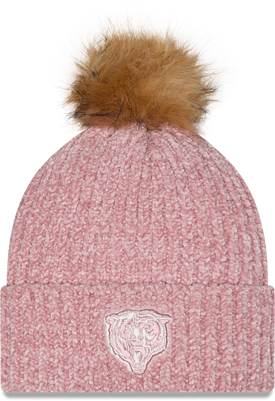 Chicago Bears New Era Pink Sport Pom Cuffed Knit Hat for Women product image 1, provided for visual reference and product