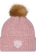 Chicago Bears New Era Pink Sport Pom Cuffed Knit Hat for Women product image 1, provided for visual reference and product