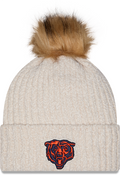 Chicago Bears New Era Ivory Sport Pom Cuffed Knit Hat for Women product image 1, provided for visual reference and product