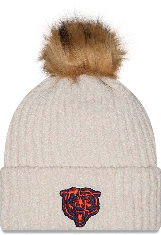 Chicago Bears New Era Ivory Sport Pom Cuffed Knit Hat for Women product image 1, provided for visual reference and product