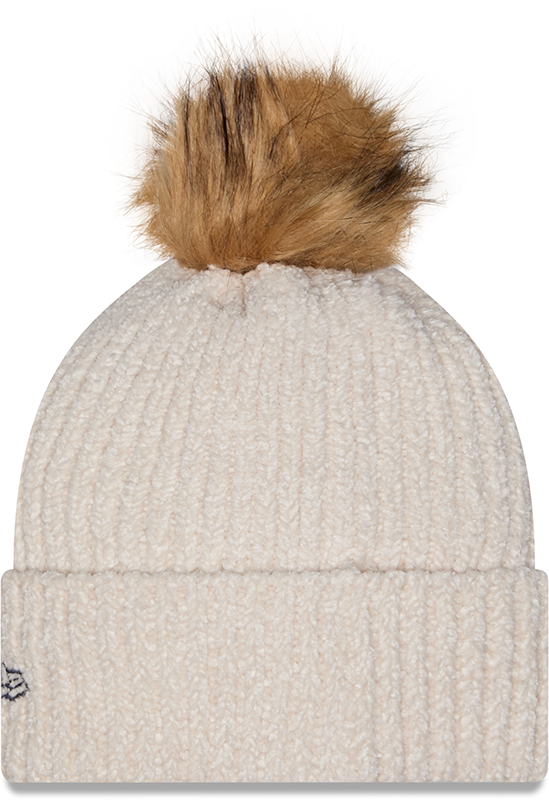 Chicago Bears New Era Ivory Sport Pom Cuffed Knit Hat for Women product image 2, provided for visual reference and product