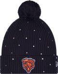 Women’s Chicago Bears New Era Navy Rhinestone Pom Cuffed Knit Hat product image 1, provided for visual reference and product