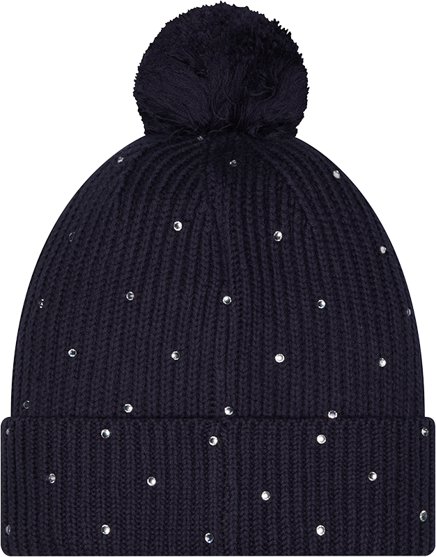 Women’s Chicago Bears New Era Navy Rhinestone Pom Cuffed Knit Hat product image 2, provided for visual reference and product