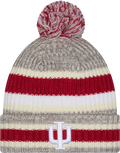 Indiana Hoosiers New Era Knit Striped Classic Cuffed Knit Hat with Pom product image 1, provided for visual reference and
