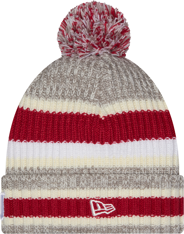 Indiana Hoosiers New Era Knit Striped Classic Cuffed Knit Hat with Pom product image 3, provided for visual reference and