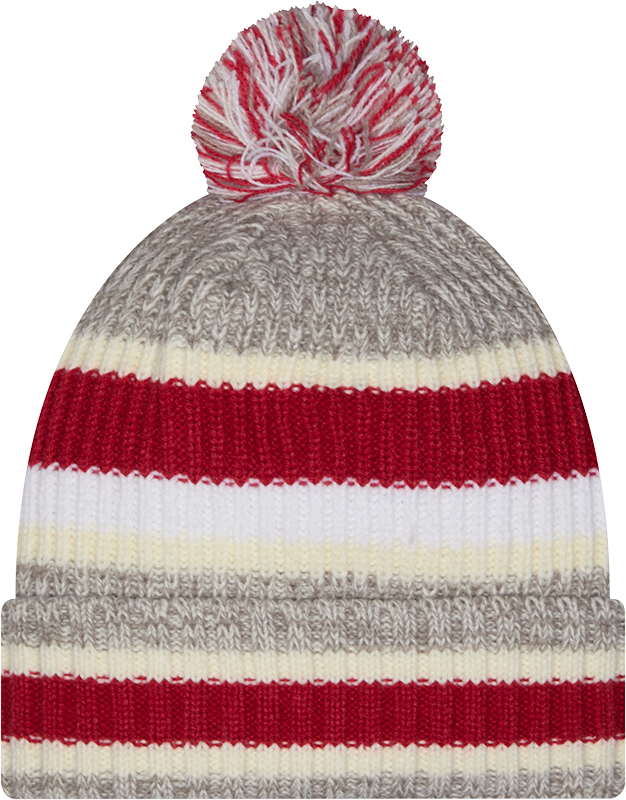 Indiana Hoosiers New Era Knit Striped Classic Cuffed Knit Hat with Pom product image 2, provided for visual reference and