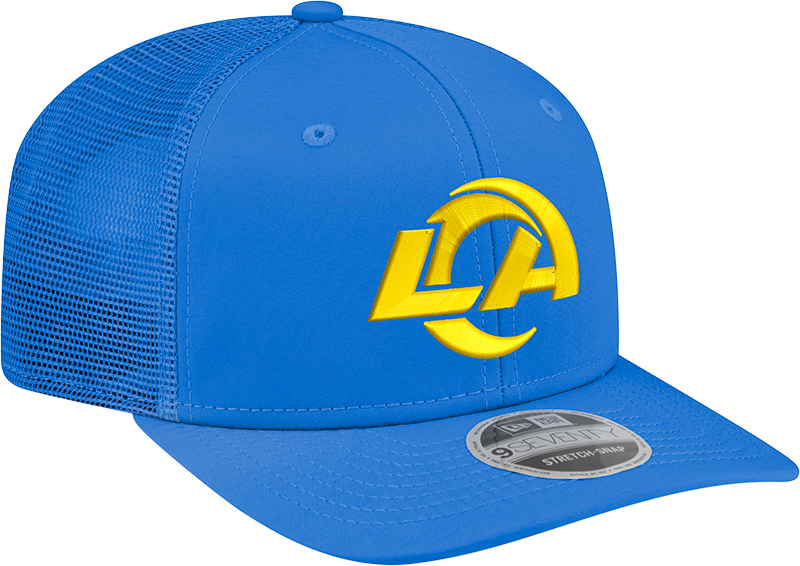 Los Angeles New Era Royal Stretch Snap Trucker Adjustable Hat for Men product image 1, provided for visual reference and