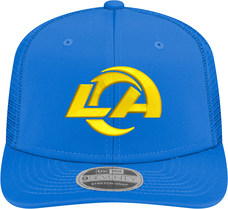 Los Angeles New Era Royal Stretch Snap Trucker Adjustable Hat for Men product image 2, provided for visual reference and