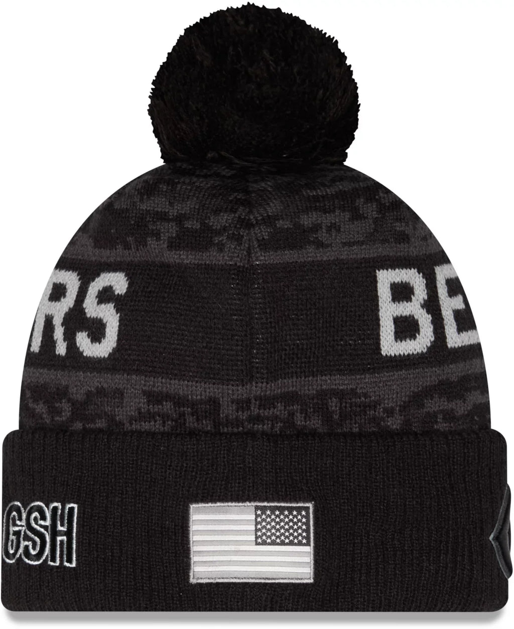 New Era Black Chicago Bears 2026 Salute To Service Cuffed Knit Hat with Pom-B Logo for Men product image 2, provided for