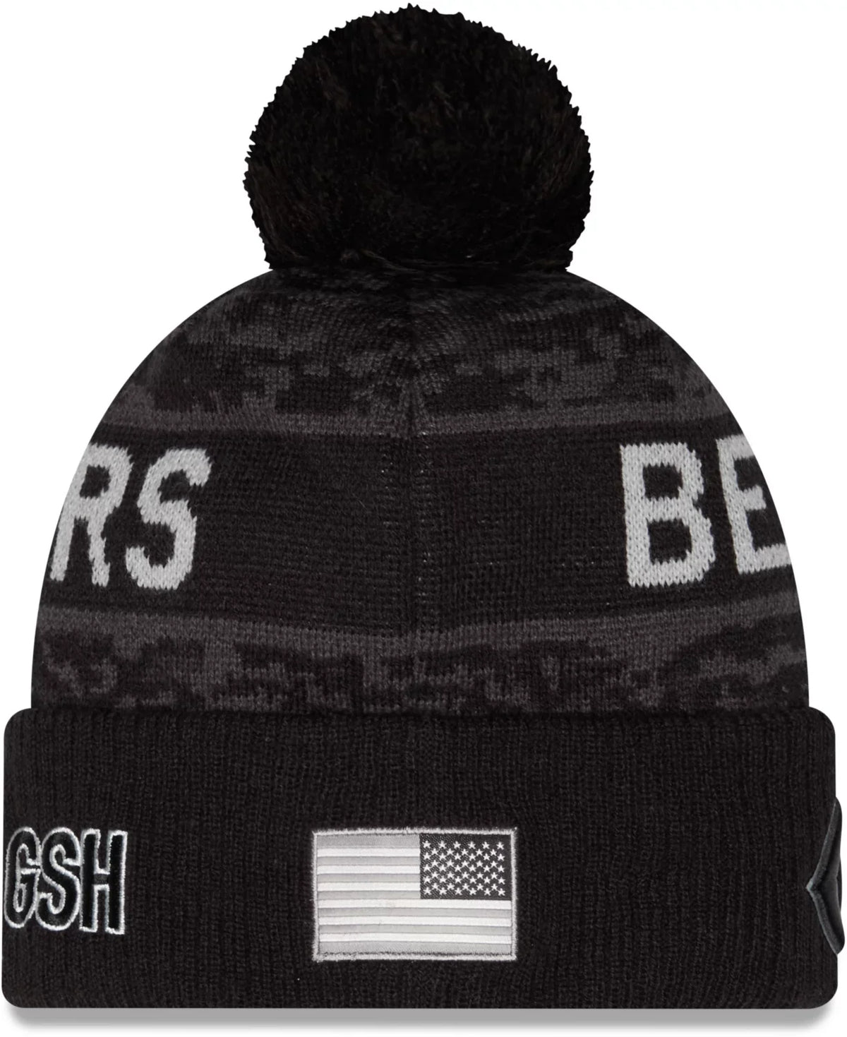 New Era Black Chicago Bears 2026 Salute To Service Cuffed Knit Hat with Pom-C Logo for Men product image 2, provided for