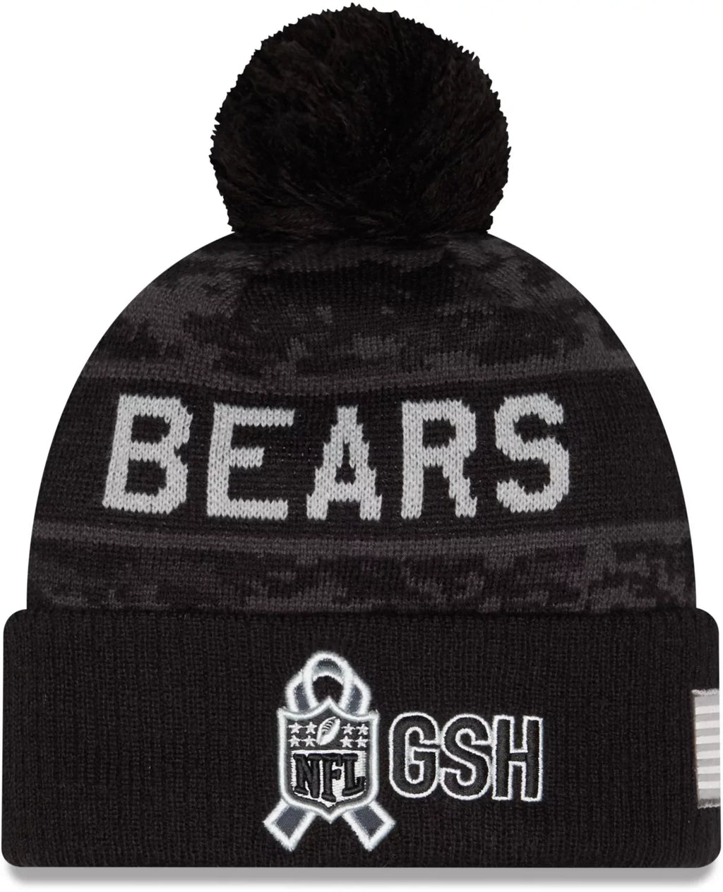 New Era Black Chicago Bears 2026 Salute To Service Cuffed Knit Hat with Pom-C Logo for Men product image 3, provided for