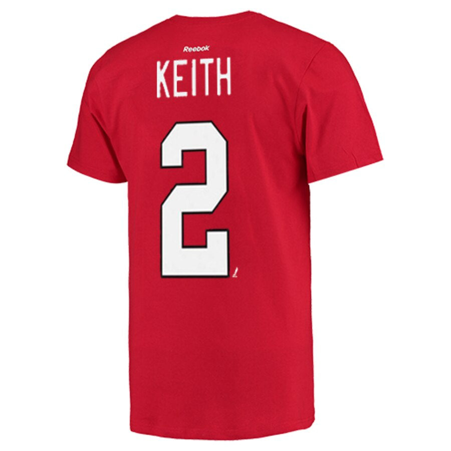Chicago Blackhawks Duncan Keith Name & Number Player T-Shirt, Red for Men product image 1, provided for visual reference and