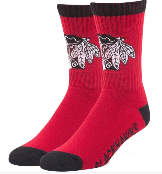 Chicago Blackhawks Men Bolt Sport Casual Dress Crew Socks product image 1, provided for visual reference and product detail