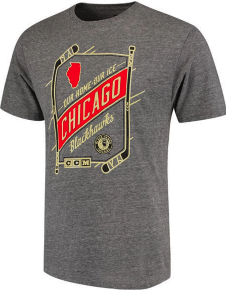 NHL Chicago Blackhawks Gray Our Our Home Ice Short Sleeve T-Shirt for Men product image 1, provided for visual reference and