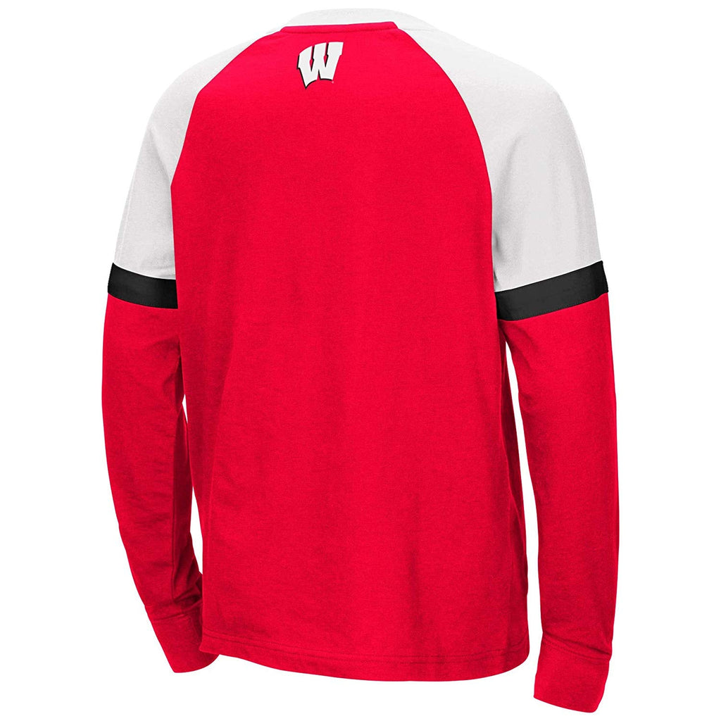 Wisconsin Badgers Colosseum Youth Ollie Long Sleeve Raglan T-Shirt product image 2, provided for visual reference and
