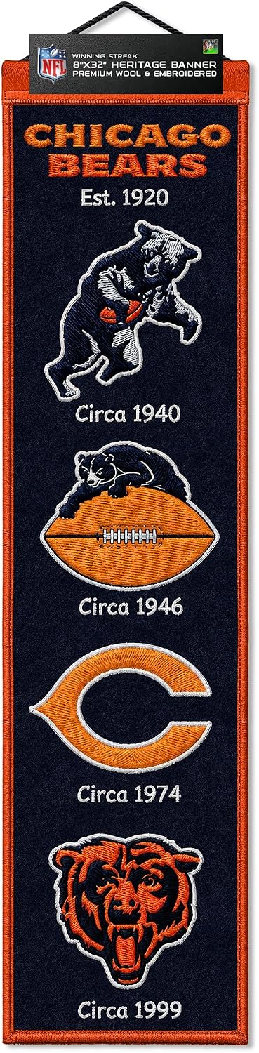 NFL Chicago Bears Heritage Banner Wall Decor 8 x 32 product image 1, provided for visual reference and product detail review