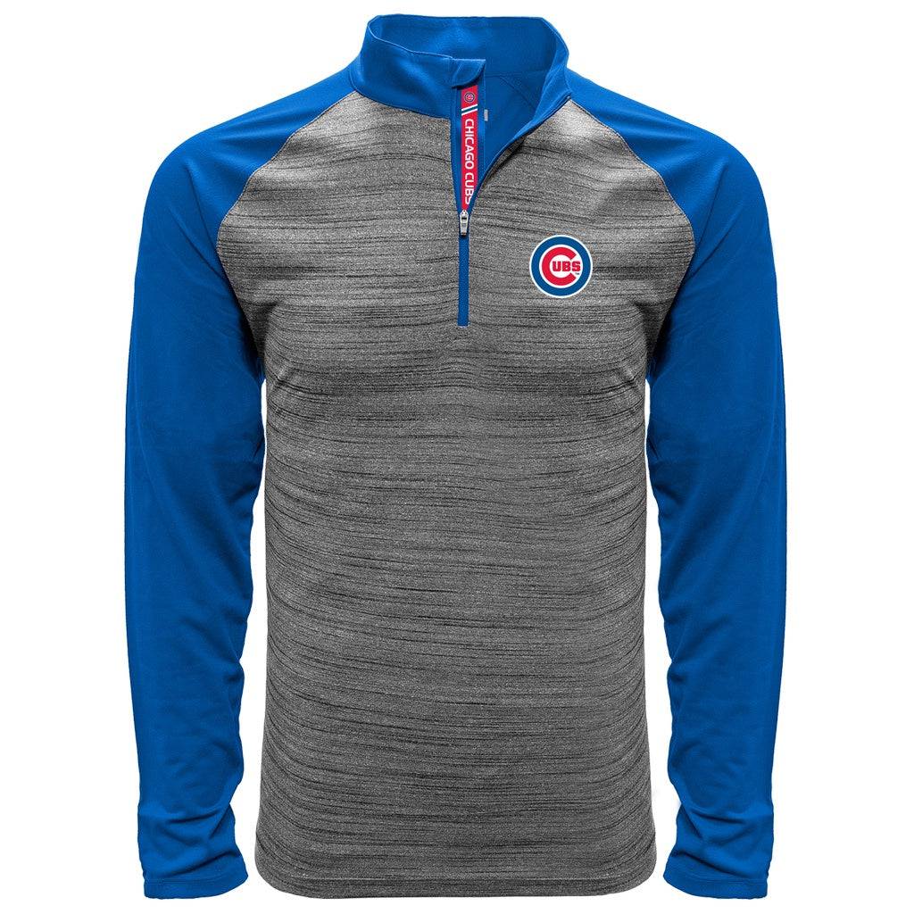 Chicago Cubs Vandal 1/4 Zip Heather Gray/Royal Level Wear Track Jacket for Men product image 1, provided for visual