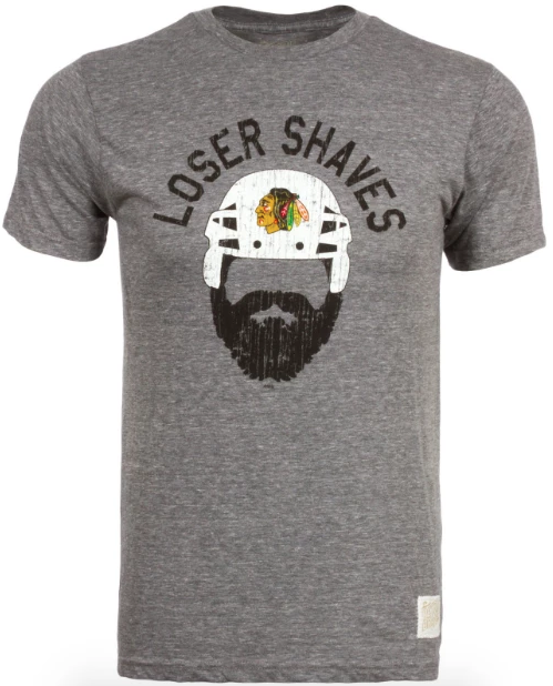 NHL Chicago Blackhawks Gray Loser Shaves T-Shirt by Retro Brand for Men product image 1, provided for visual reference and