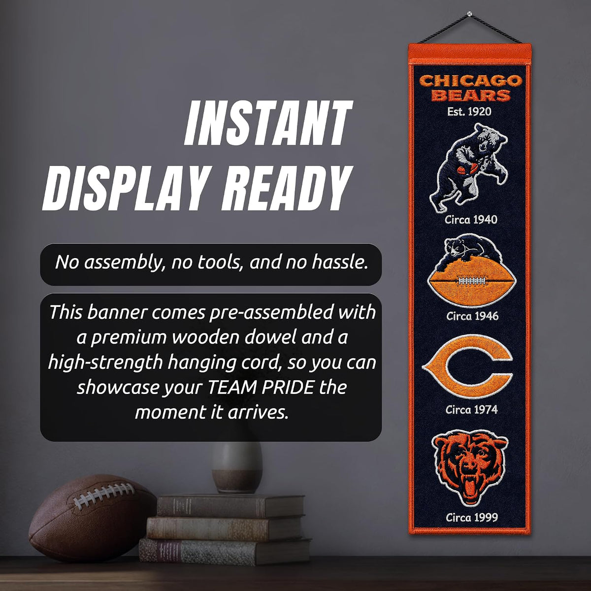 NFL Chicago Bears Heritage Banner Wall Decor 8 x 32 product image 3, provided for visual reference and product detail review