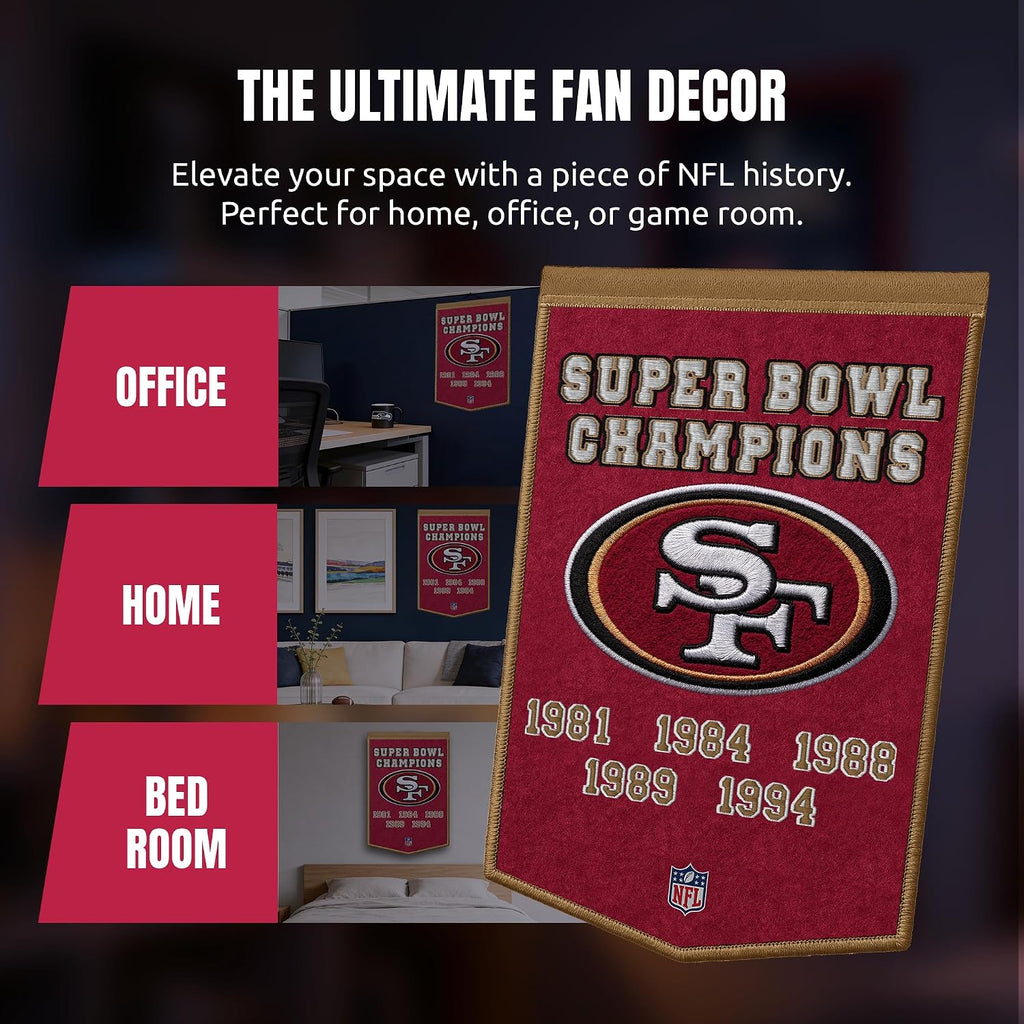 NFL San Francisco 49ers Dynasty Banner 24" by 36" product image 4, provided for visual reference and product detail review