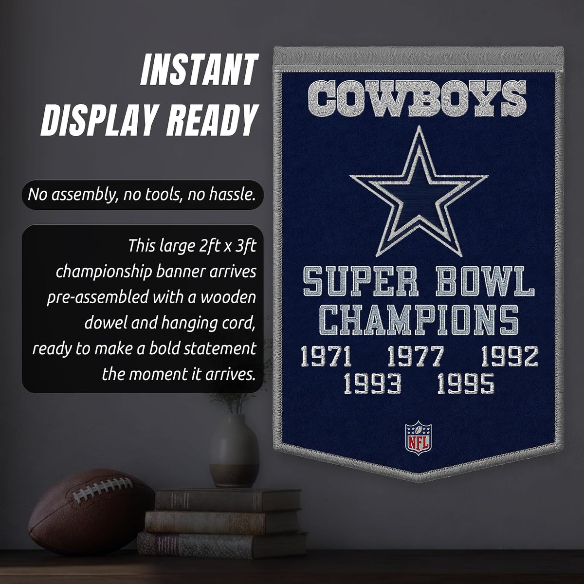 NFL Dallas Cowboys Dynasty Banner 24" by 36" product image 4, provided for visual reference and product detail review