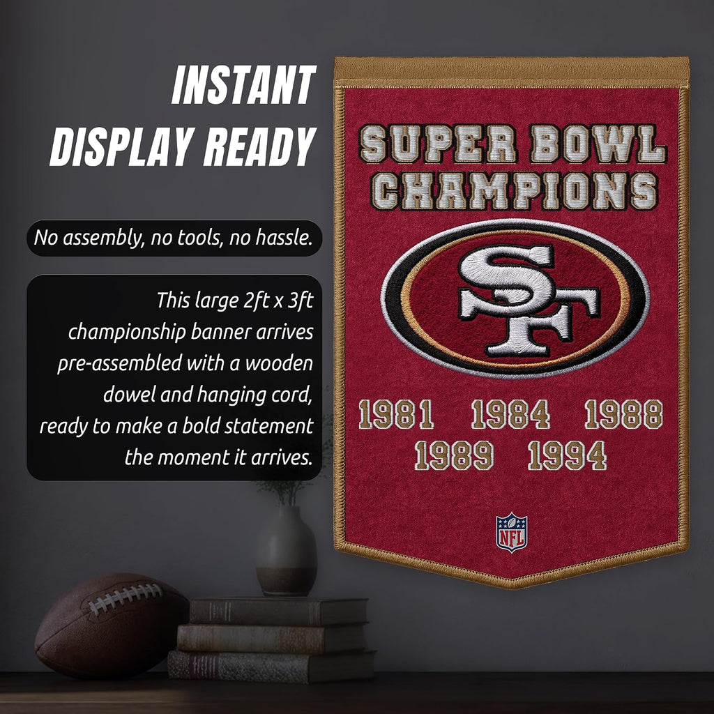 NFL San Francisco 49ers Dynasty Banner 24" by 36" product image 7, provided for visual reference and product detail review