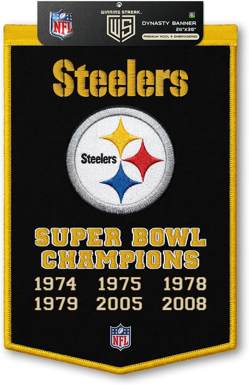NFL Pittsburgh Steelers Dynasty Banner 24" by 36" product image 1, provided for visual reference and product detail review