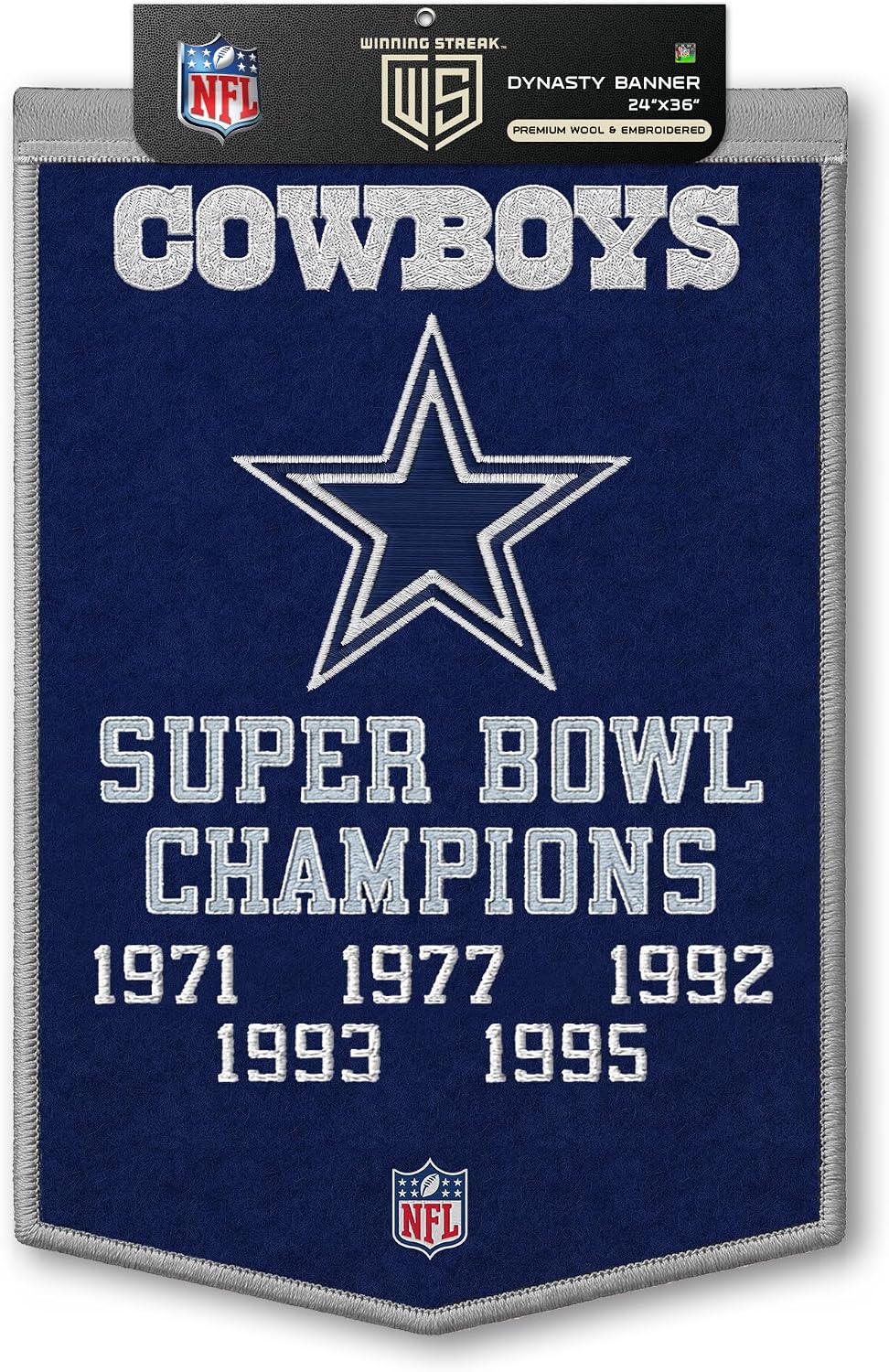 NFL Dallas Cowboys Dynasty Banner 24" by 36" product image 1, provided for visual reference and product detail review