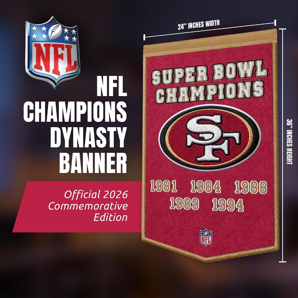 NFL San Francisco 49ers Dynasty Banner 24" by 36" product image 2, provided for visual reference and product detail review