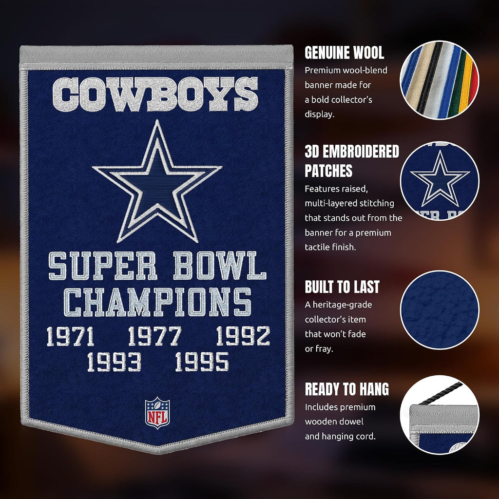 NFL Dallas Cowboys Dynasty Banner 24" by 36" product image 5, provided for visual reference and product detail review