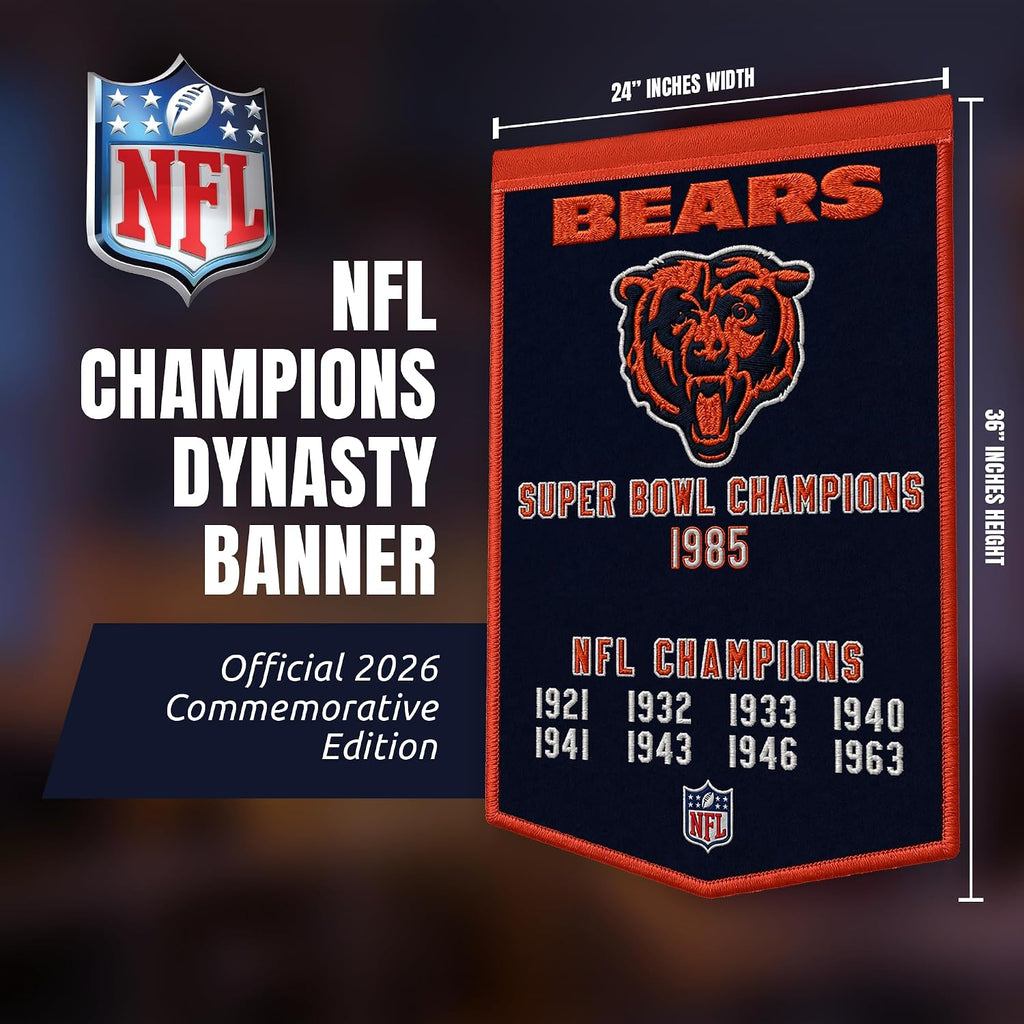 NFL Chicago Bears Dynasty Banner 24" by 36" product image 3, provided for visual reference and product detail review