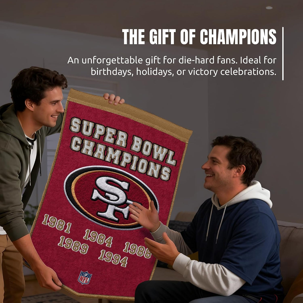 NFL San Francisco 49ers Dynasty Banner 24" by 36" product image 3, provided for visual reference and product detail review