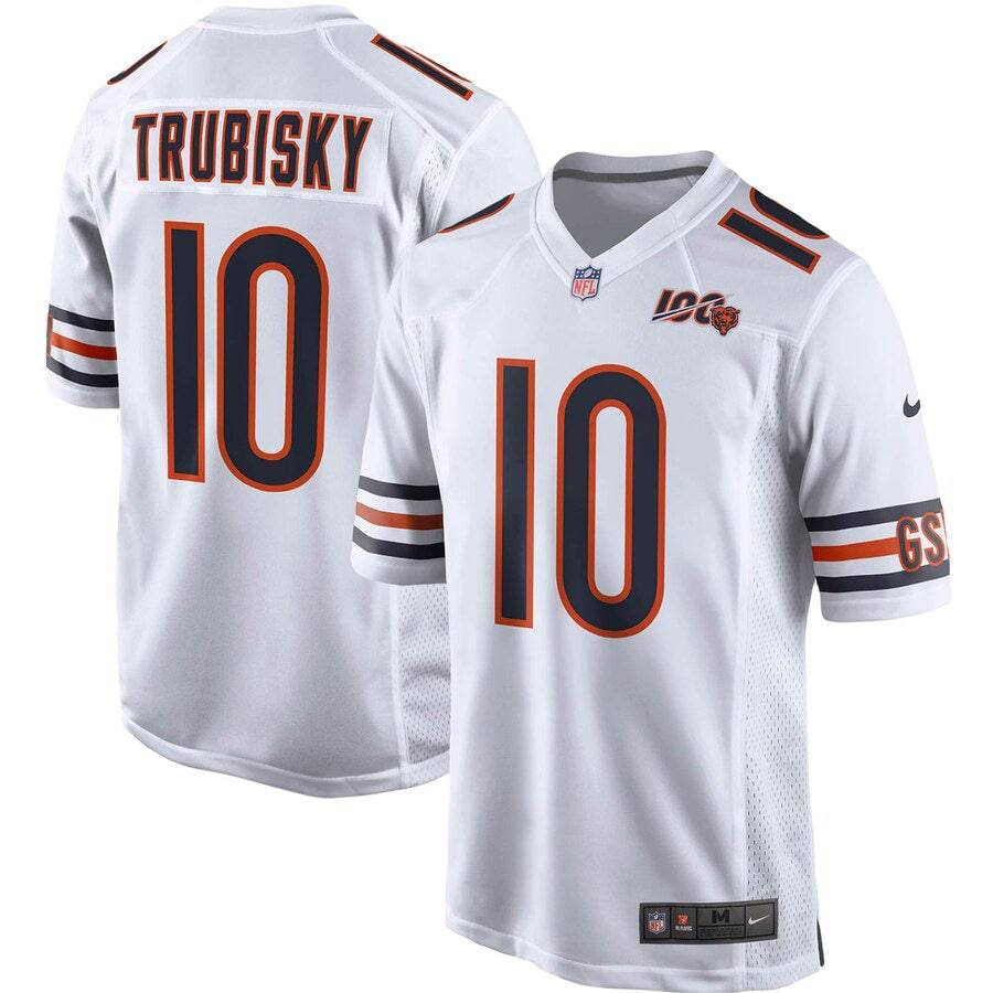 Chicago Bears Mitchell Trubisky Nike White 100th Season Game Jersey for Men product image 1, provided for visual reference