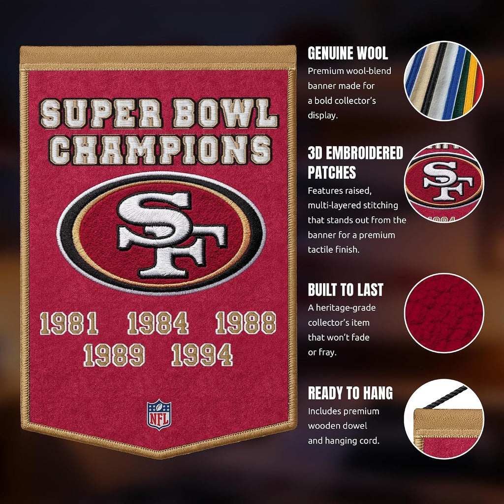 NFL San Francisco 49ers Dynasty Banner 24" by 36" product image 5, provided for visual reference and product detail review
