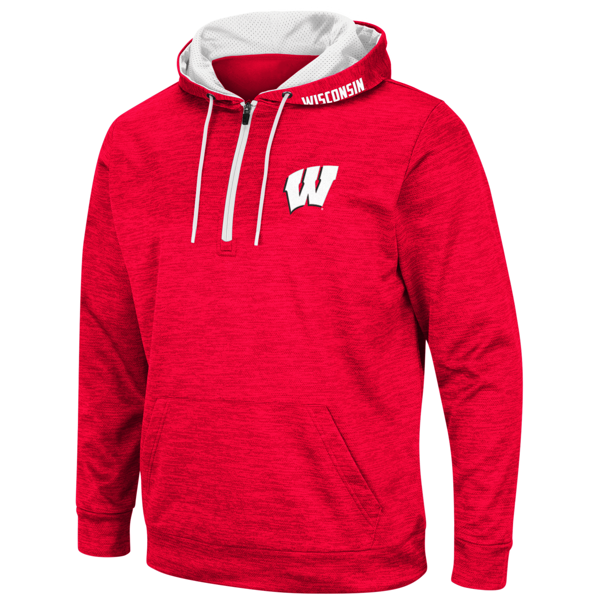 NCAA Wisconsin Badgers Wonder Marled 1/4 Zip Hoodie By Colosseum Athletics for Men product image 1, provided for visual