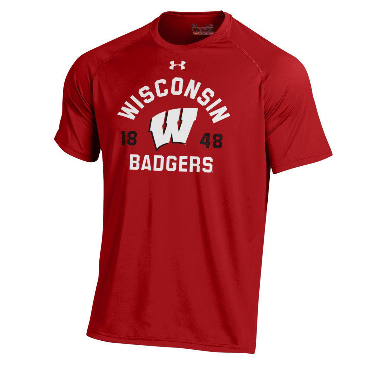 NCAA Wisconsin Badgers Heatgear Red Short Sleeve Tech T-Shirt for Men product image 1, provided for visual reference and