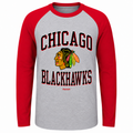 Youth Chicago Blackhawks Long Sleeve Raglan T-Shirt product image 1, provided for visual reference and product detail review
