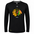 Chicago Blackhawks Youth Team Logo Dri-fit Long Sleeve T-Shirt By Reebok-Black product image 1, provided for visual