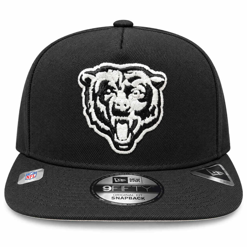 Chicago Bears New Era Black & White Primary Logo A-Frame 9FIFTY Snapback Hat for Men product image 2, provided for visual