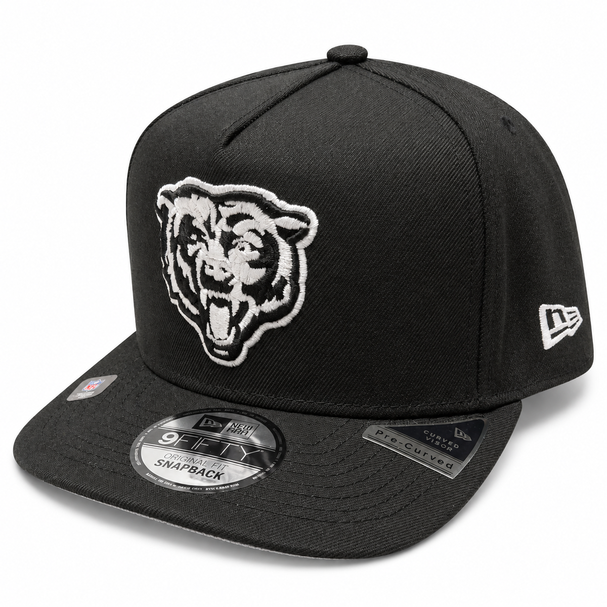 Chicago Bears New Era Black & White Primary Logo A-Frame 9FIFTY Snapback Hat for Men product image 3, provided for visual